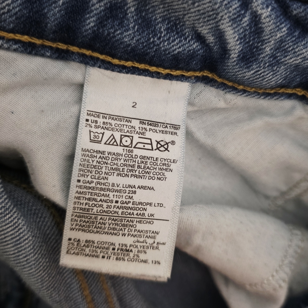 Old Navy OG Straight Distressed Blue Ankle Cropped Jeans 2 - Picture 4 of 4